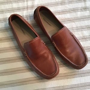 MEN’S LEATHER ROCKPORT LOAFERS - SIze 10M Brown